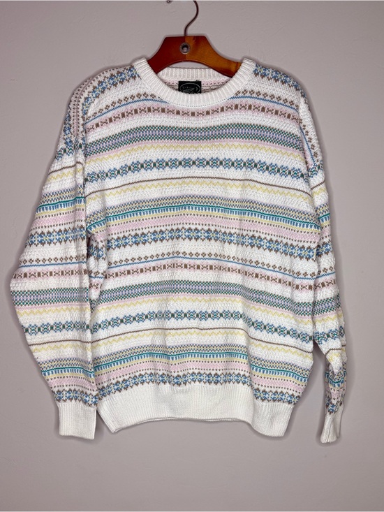 Izod Sweaters - Vintage Izod sweater women’s large knit striped colorful pastel grannycore
